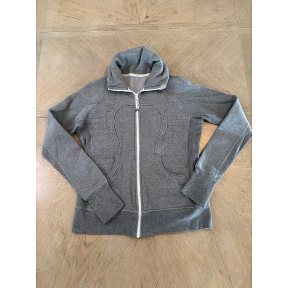 Lululemon Calm & Cozy full zip Jacket in heathered medium gray size 8 - Picture 6 of 12